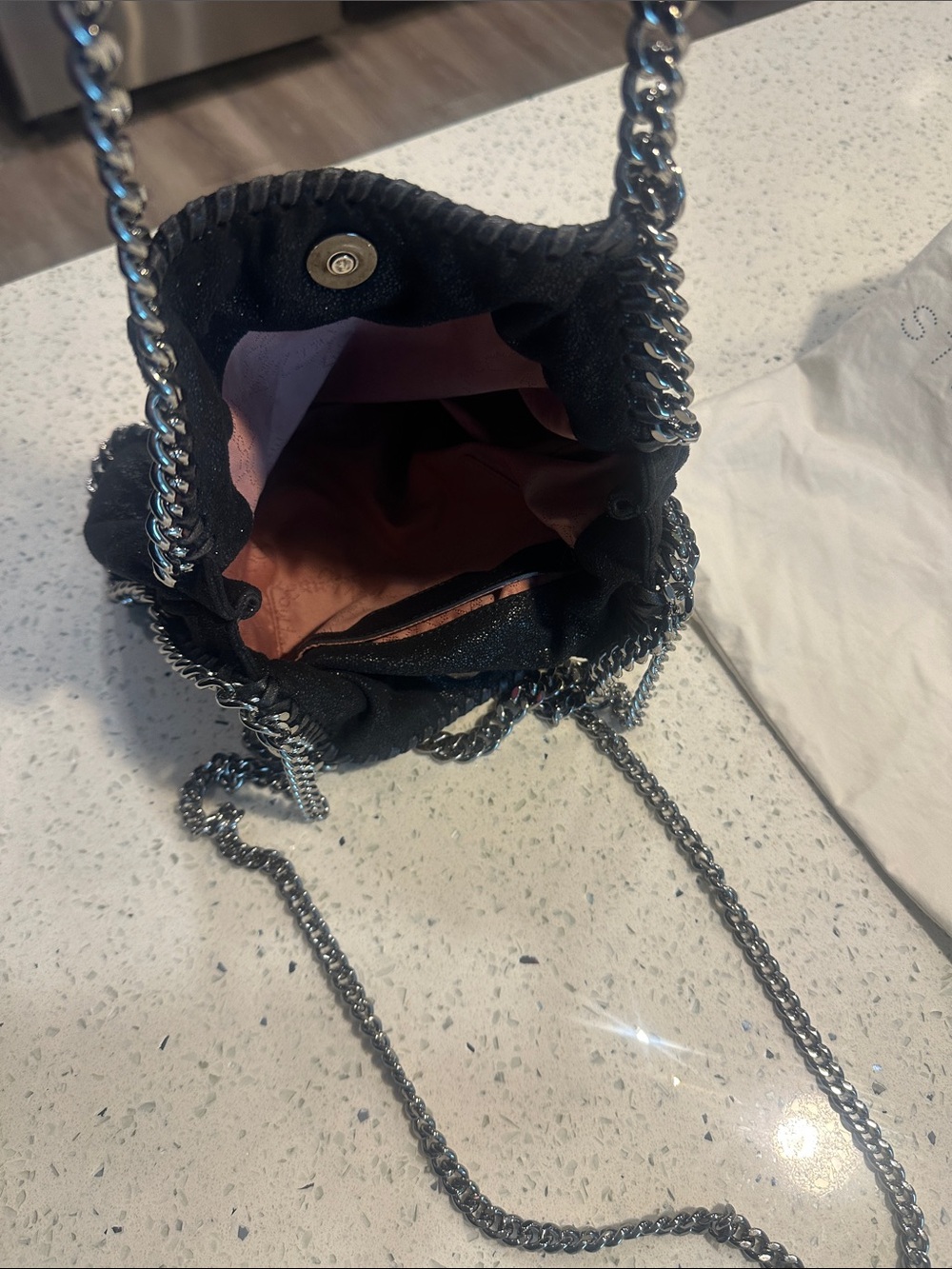 Stella McCartney Black Falabella Mini Chain Shoulder Bag - Picture 3 of 15